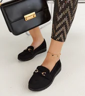 Mokasyny damskie - Czarne zamszowe mokasyny Prussia-36 - miniaturka - grafika 1