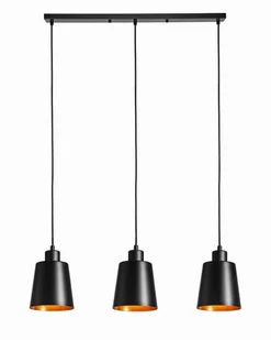 Lampa wisząca potrójna listwa czarno złota stożek - Lampy sufitowe - miniaturka - grafika 1