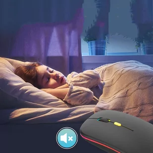Cicha Myszka slim mysz bezprzewodowa Alogy podświetlana LED RGB do laptopa tabletu Czarna 14567X1 - Myszki - miniaturka - grafika 4