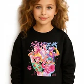 Bluzy dla dziewczynek - Bluza Dziecięca Czarna SAJA BAND Do Przedszkola K-pop Muzyka Wz Rozm 152 cm - miniaturka - grafika 1