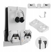 Akcesoria do Playstation - Uchwyt Ścienny Na Ścianę Wieszak + Ładowarka Do Padów 2w1 Do Sony Playstation Ps 5 / Ps5 / Ps5181 - miniaturka - grafika 1