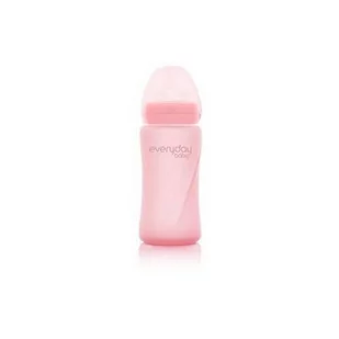 BABY&TRAVEL EVERYDAY BABY Szklana butelka ze smoczkiem M różowa 6m+ 240ml - Butelki dla niemowląt - miniaturka - grafika 1