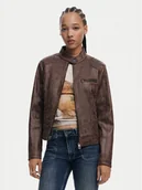 Kurtki damskie - Desigual Kurtka skórzana 25SWEW46 Brązowy Regular Fit - miniaturka - grafika 1