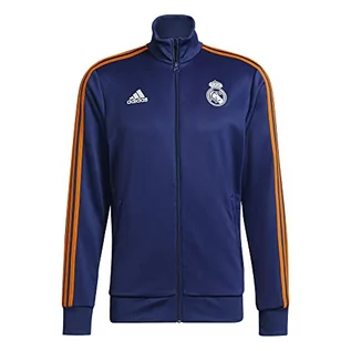 Koszulki męskie - adidas Męska piłka nożna Real Madryt, 3 paski, Tracktop piłka nożna Real Madryt, 3 paski, Tracktop (1 szt.), Victory niebieski/biały/szczęśliwy pomarańczowy, L - grafika 1