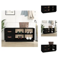 Szafki na buty - vidaXL Ławka na buty czarna 100x34x45 cm lite drewno sosnowe - Stojaki i szafki na buty - miniaturka - grafika 1