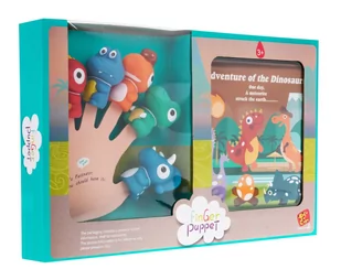 Zestaw Gumowych Pacynek Dinozaury + Książeczka - Zabawki do kąpieli - miniaturka - grafika 1