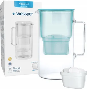 Dzbanek filtrujący Wessper AquaMax Crystalline Glass o pojemności 2,5 l w kolorze miętowym, 1 filtr do wody w zestawie redukuje powstawanie kamienia i chloru - Dzbanki i imbryki - miniaturka - grafika 1