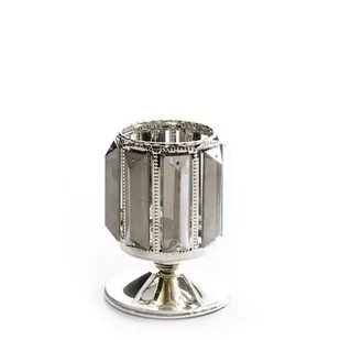 Metalowy Świecznik Dekoracyjny Z Kryształkami Roni 10X14 Srebrny - Świeczniki - miniaturka - grafika 1