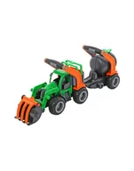 Samochody i pojazdy dla dzieci - Polesie 48424 "GripTruck" traktor-ładowarka z cysterną w siatce - miniaturka - grafika 1