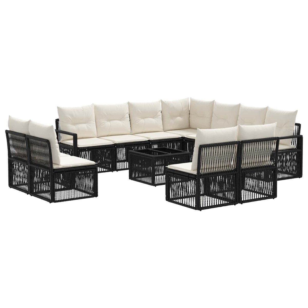 vidaXL Zestaw Sof na Ogród 12 pcs Czarny polirattan