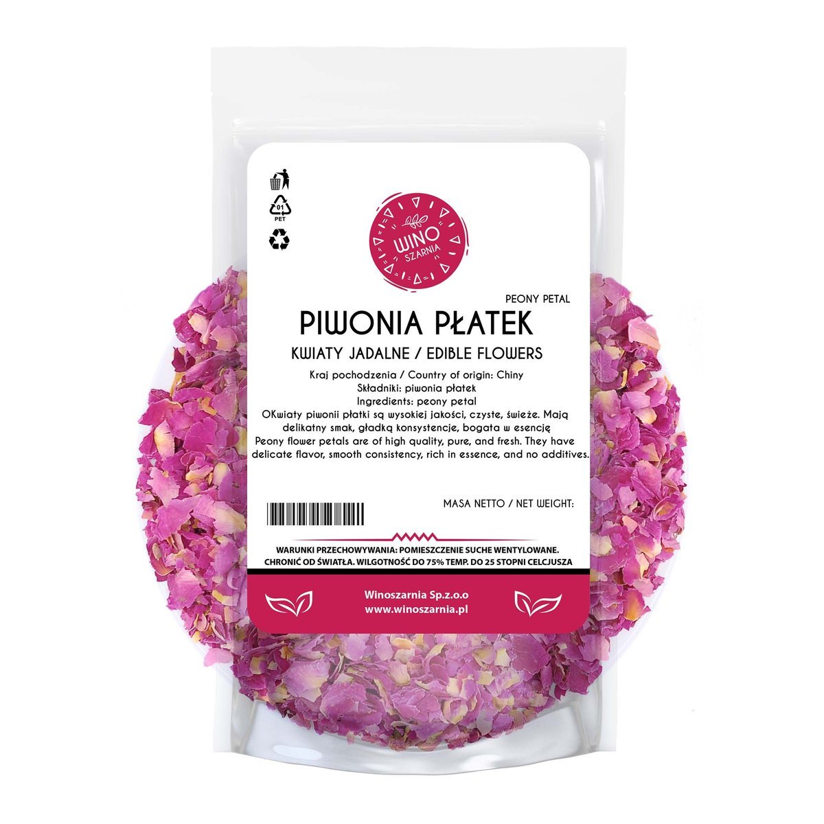 Suszone Płatki Piwonii 50g Piwonia Kwiaty Jadalne