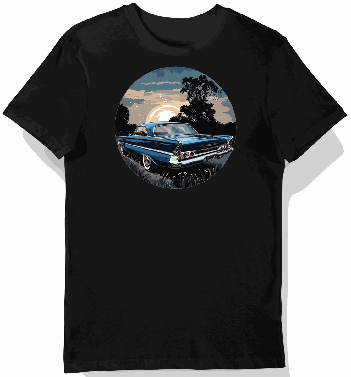 Koszulka męska czarna z motywem klasycznych samochodów L