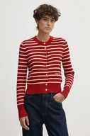 Swetry damskie - Tommy Hilfiger kardigan bawełniany kolor czerwony lekki WW0WW43148 - miniaturka - grafika 1