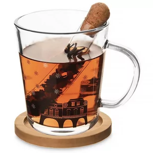 Orion Kubek Szklany Z Zaparzaczem I Podstawką Bambusową Domki Zestaw 3 El. 400 Ml - Kubki - miniaturka - grafika 1
