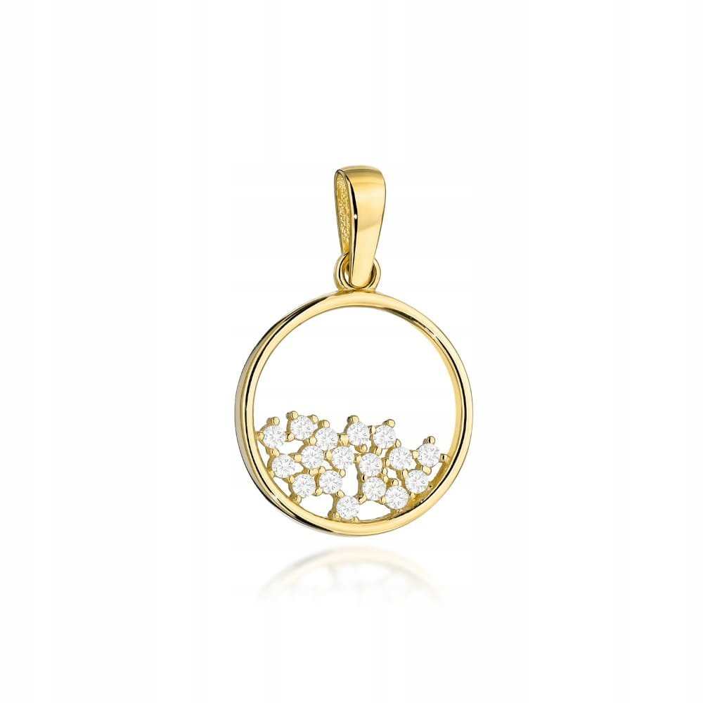 Zawieszka złota 585 ring z cyrkoniami efektowny dodatek modny design 14k