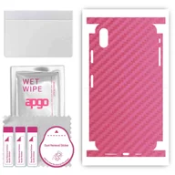 Szkła hartowane na telefon - Folia naklejka skórka strukturalna na TYŁ+BOKI do Apple iPhone XS Max -  Carbon Różowy - apgo SKINS - miniaturka - grafika 1