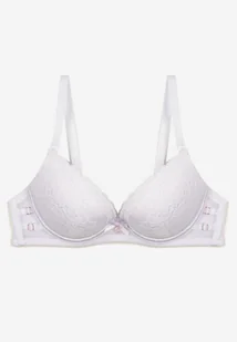 Biały Koronkowy Biustonosz Push-Up Regulowanych Ramiączkach Yloena - Biustonosze - miniaturka - grafika 1