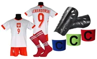 Piłka nożna - LEWANDOWSKI komplet sportowy strój piłkarski POLSKA ME24 dla dzieci + dodatki - miniaturka - grafika 1