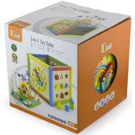 Sortery dla dzieci - VIGA Drewniana Kostka edukacyjna 5w1 z sorterem i zegarem 58506 - miniaturka - grafika 1