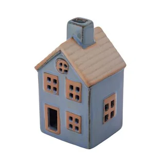 Domek porcelanowy led 6,5 x 6 x 11 cm niebieski - Ozdoby bożonarodzeniowe - miniaturka - grafika 1