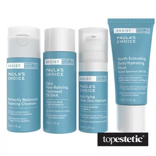 Paulas Choice Resist Anti-Aging Travel Kit Combination Oily ZESTAW Pianka 30 ml + Kuracja normalizująca 30 ml + Fluid nawilżający 15 ml + Krem nawilżający 10 ml - Zestawy kosmetyków damskich - miniaturka - grafika 1