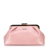 Torebki damskie - Damska torebka z imitacji skóry z zapięciem na bigiel różowa - miniaturka - grafika 1