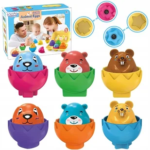 WOOPIE Układanka Sorter Montessori Dopasuj Kształty Wesołe Zwierzaki Jajka - Zabawki sensoryczne WOOPIE Układanka Sorter Montessori Dopasuj Kształty Wesołe Zwierzaki Jajka - Zabawki sensoryczne - miniaturka - grafika 1