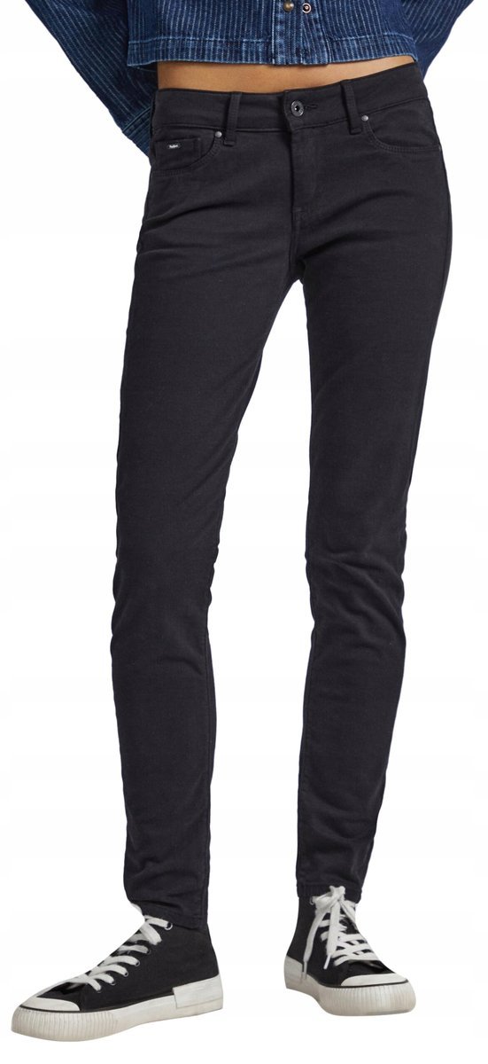 PEPE JEANS CZARNE JEANSY DAMSKIE RURKI ZE ŚREDNIM STANEM BAWEŁNA 27/32 17CA