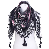 Apaszki i szaliki damskie - Chusta damska wiskoza 107x107 czarno-różowa - miniaturka - grafika 1