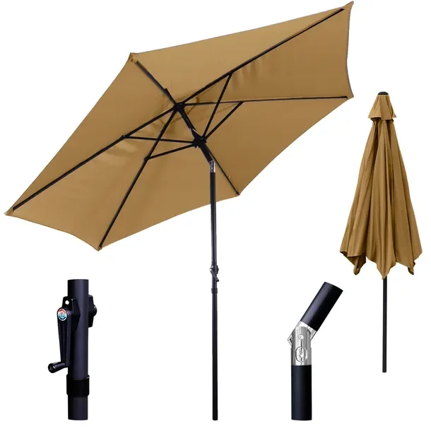 Ogrodowy Parasol 3M Regulowany Solidny Z Funkcją Pochylenia Beżowy Porządny