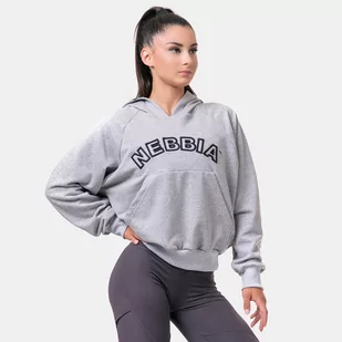 NEBBIA Damska bluza z kapturem Iconic Hero Grey L - Bluzy sportowe damskie - miniaturka - grafika 1