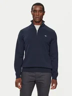 Swetry męskie - Gant Sweter Casual Cotton Half Zip 8030170 Granatowy Regular Fit - miniaturka - grafika 1