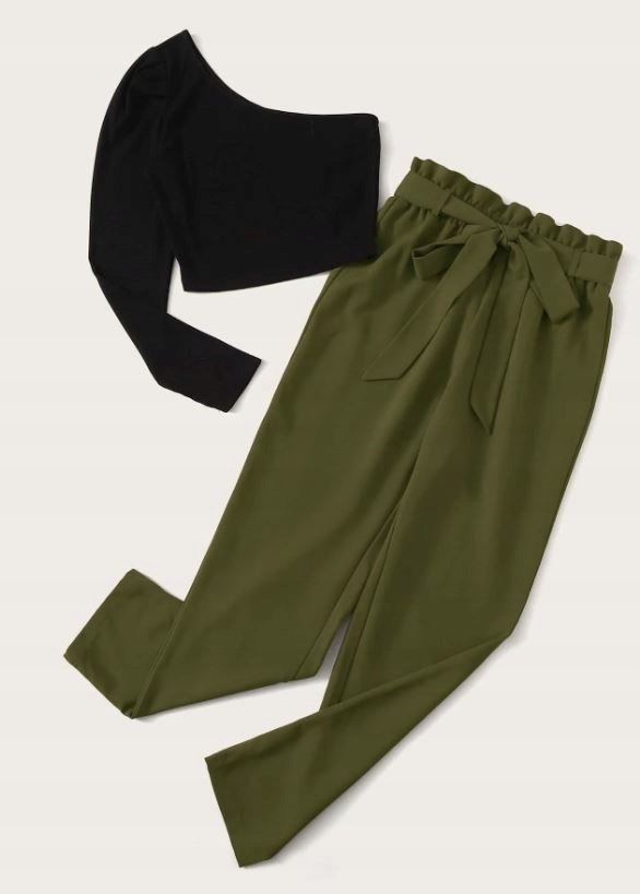 SHEIN SPODNIE DAMSKIE ZIELONE DŁUGIE CASUAL 34 V6Y