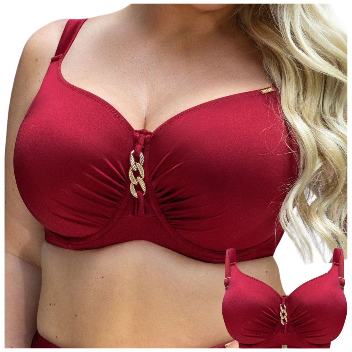 Biustonosz kąpielowy miękki zbiera biust KRISLINE CURACAO Bordeaux Soft 80E