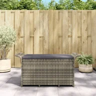 Ławki ogrodowe - Ławka ogrodowa z poduszką, szara, 116x46x57 cm, polirattan - miniaturka - grafika 1