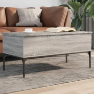 Ławy i stoliki kawowe - Stolik kawowy szary Sonoma 100x50x45 cm materiał drewnopochodny i metal - miniaturka - grafika 1