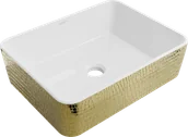Umywalki - Mexen Catia umywalka nablatowa 48 x 38 cm, biała/złota wzór łuski - 21314808 - miniaturka - grafika 1