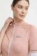Koszulki sportowe damskie - Jack Wolfskin t-shirt rowerowy Gravex kolor różowy z półgolfem - miniaturka - grafika 1