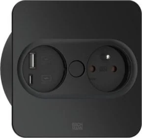 Bachmann BACHMANN TWIST 2 1xUTE 1xUSB A/C 22W 2,0m AEH RAL9005 30GE hoekig - Gniazdka elektryczne - miniaturka - grafika 1