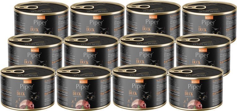 Mokra karma dla kota Piper Animals z kaczką zestaw 12 x 185 g