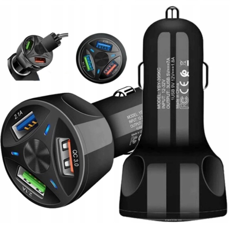 ŁADOWARKA SAMOCHODOWA DO AUTA SAMOCHODU GNIAZDO ZAPALNICZKI 3 X USB