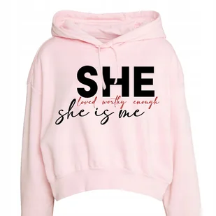 RÓŻOWA BLUZA Damska LOVED WORTHY ENOUGH Girl Power Różne Wz Rozmiar 158 cm - Zestawy upominkowe - miniaturka - grafika 1
