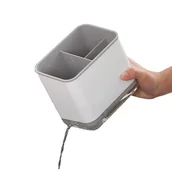 Pojemniki na sztućce - Pojemnik na sztućce, wielofunkcyjny pojemnik na przybory kuchenne z 3 przegródkami do organizacji blatu kuchennego, blatu domowego (szary) - miniaturka - grafika 1