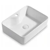 Umywalki - Umywalka nablatowa ceramiczna stawiana biała - miniaturka - grafika 1