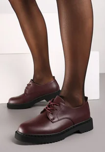 Bordowe Casualowe Półbuty na Płaskiej Podeszwie ze Sznurowaniem Migola - Renee - Półbuty damskie - miniaturka - grafika 1