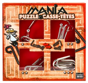 Eureka 3D Łamigłówki metalowe 4 szt. PUZZLE MANIA ZESTAW CZERWONY - Łamigłówki - miniaturka - grafika 2