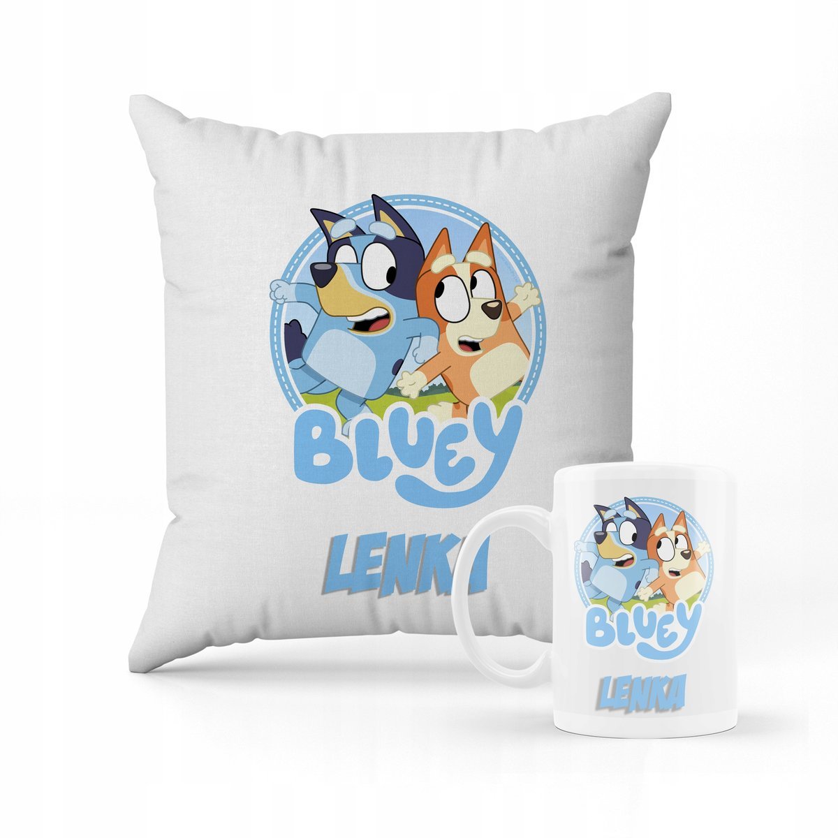 ZESTAW PODUSZKA + KUBEK Z Nadrukiem Prezent Bluey Blu Piesek Bluu Pies #6