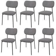 Krzesła - Zestaw 6 krzeseł do jadalni HWC-O26, krzesło kuchenne tapicerowane, sznurek (330g/m²) tkanina/tkanina metal ~ ciemnoszary - miniaturka - grafika 1