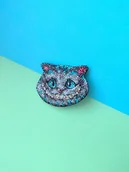Broszki - Broszka Kot z Cheshire, ręczny haft koralikami - miniaturka - grafika 1