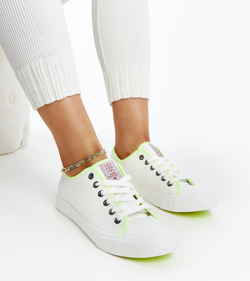 Białe damskie trampki z kolorem CROSS JEANS-38